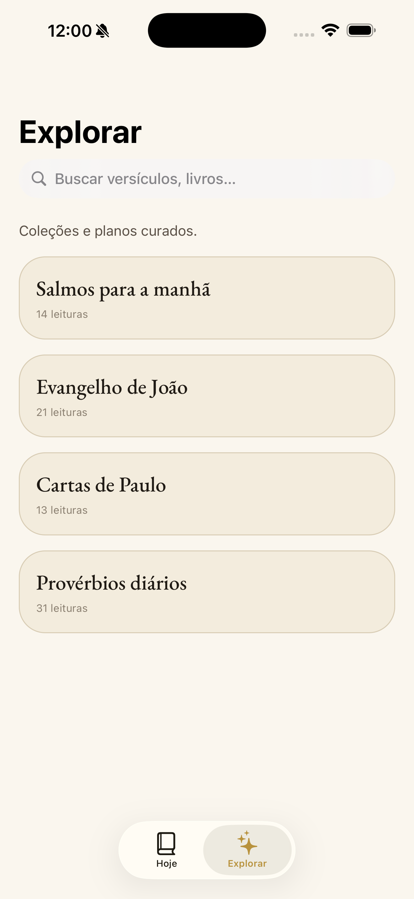 Tela Explorar do Logos AI com coleções e planos de leitura